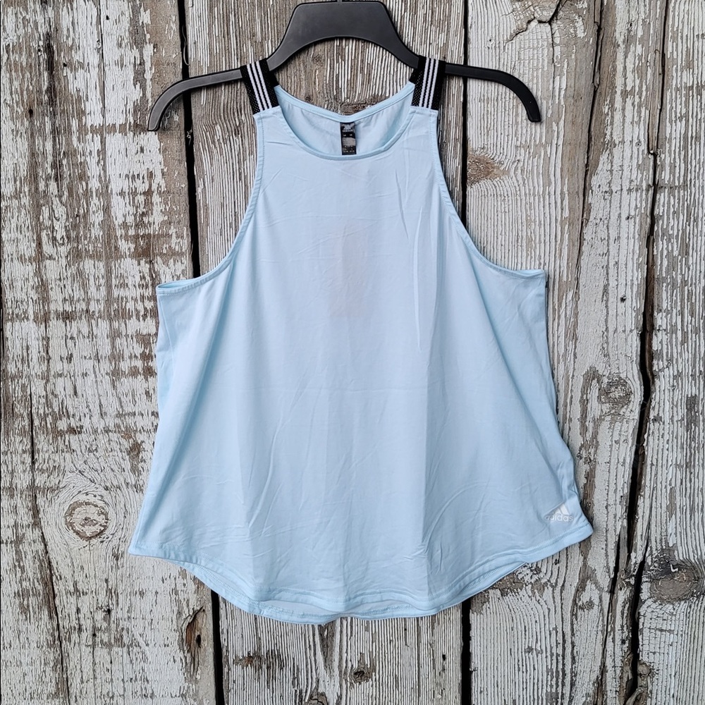 🎈Sale🎈Adidas Exercise Womens Blue Climalite Racerback Performance Tank Top